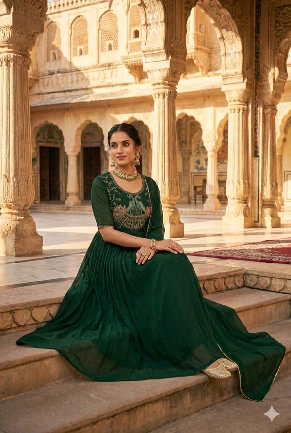 Georgette Gown With Dupatta
