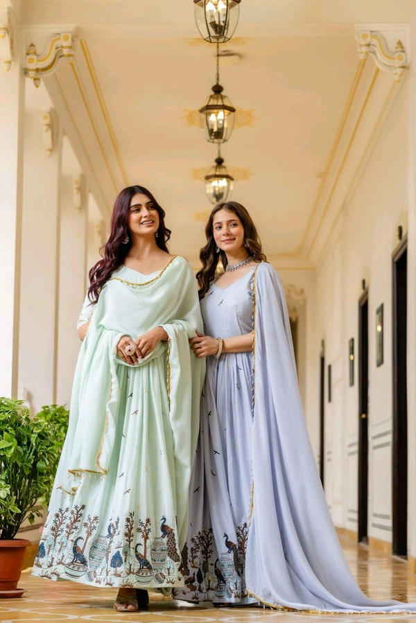 Chinnon Gown With Dupatta
