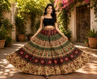 Printed High Flared Skirt