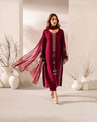 Chanderi Silk 3 Piece Kurta Set