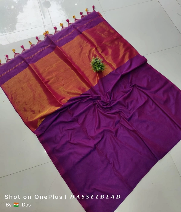 Khadi by cotton Golden Zori Pallu  saree 0 - 0