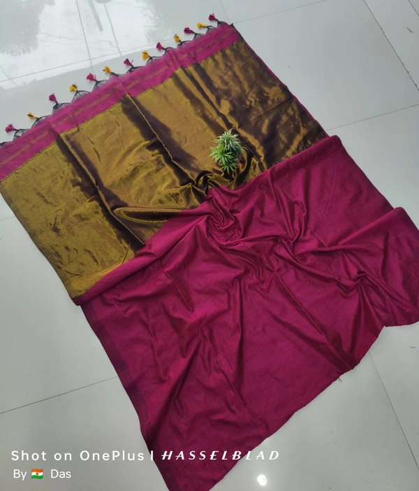 Khadi by cotton Golden Zori Pallu  saree 2 - 0