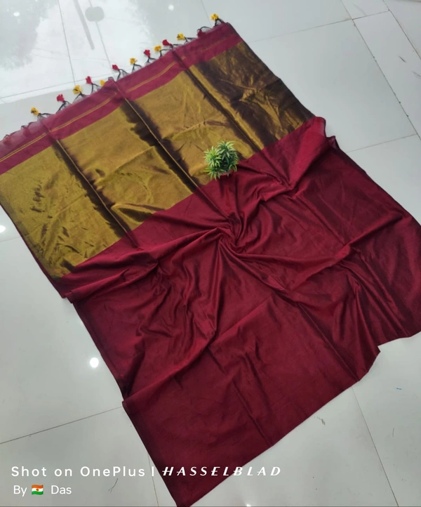 Khadi by cotton Golden Zori Pallu  saree 3 - 0