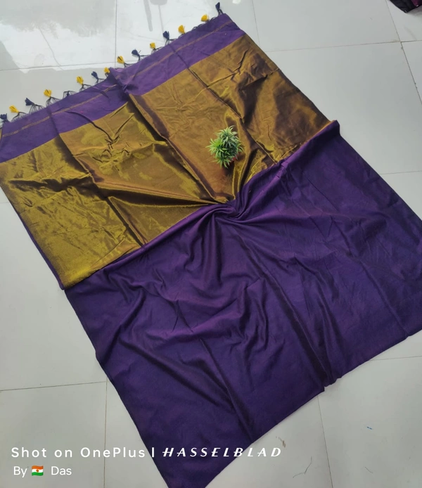 Khadi by cotton Golden Zori Pallu  saree 4 - 0