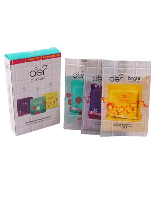 Godrej Aer Pocket Bathroom Freshener Assorted 10g(Pack Of 3)