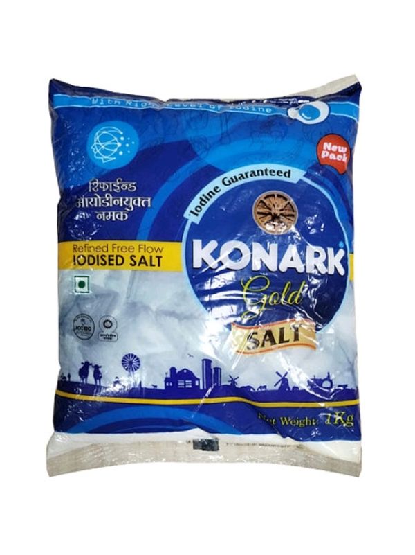 Konark Gold Refined Free Flow Lodised Salt 1kg