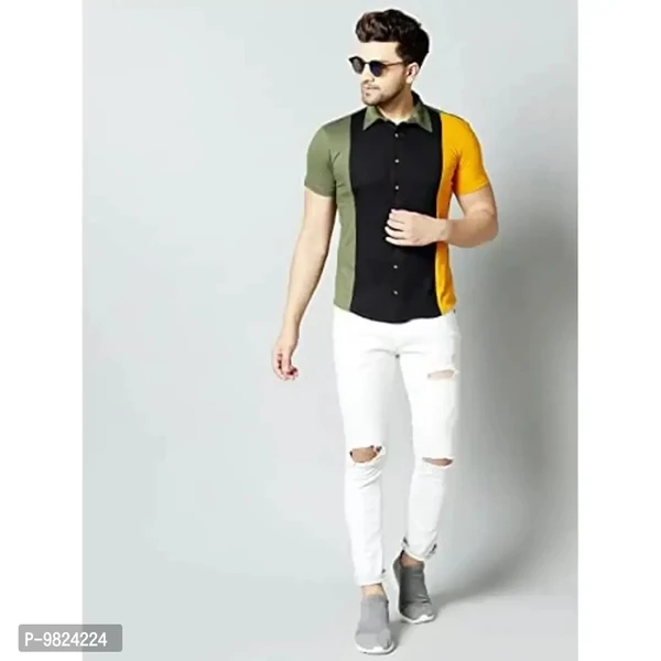 Gespo Mens Multicolour Spread Collar Half Sleeve Casual Shart - Xl