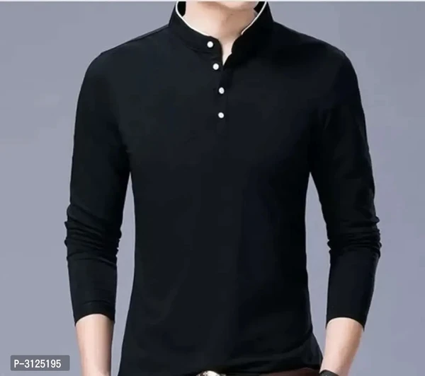 Mens Trendy Solid Cotton Mandarin Tees  - XXL