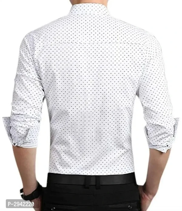 Men's White Printed Cotton Blend Full Sleeve Casual Shirt  - L