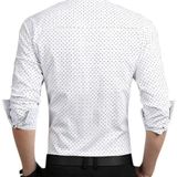 Men's White Printed Cotton Blend Full Sleeve Casual Shirt  - L