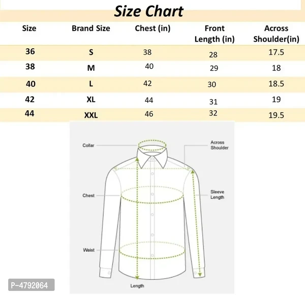 Men's Regular Fit Cotton Solid Casual Shirts - L