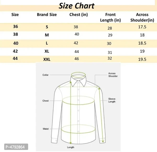 Men's Regular Fit Cotton Solid Casual Shirts - M