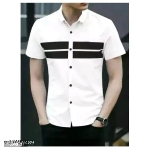 Stylish Cotton Blend White Casual Shirt For Men  - L