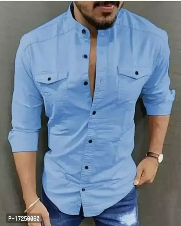 Aqua Mandarin Collar Stylish Men and Boys Casual Shirts - M