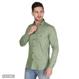 NUMERO-CLOTHES FATHION Mens Cotton Solid Full Sleeve Double Pockte Shirt  - M