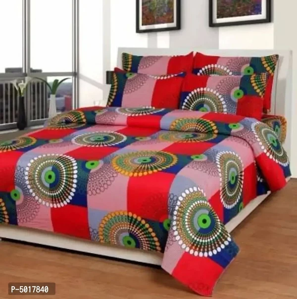 Polycotton Printed Double Bedsheet With 2 Pillow Covers