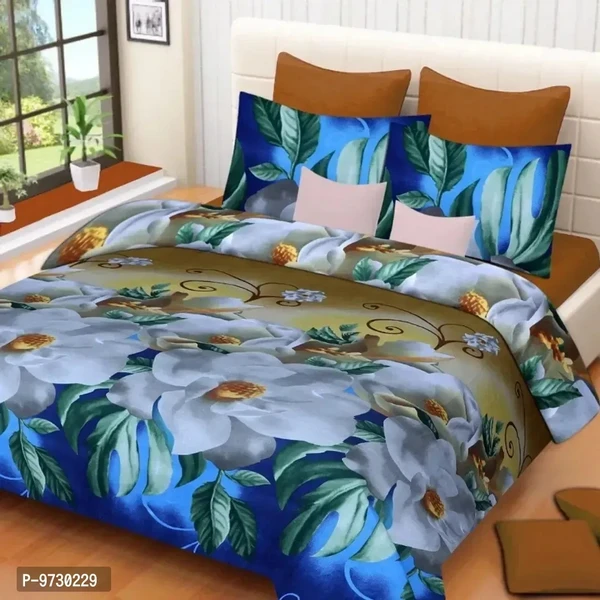 Polycotton Printed Double Bedsheet With 2 Pillow Covers