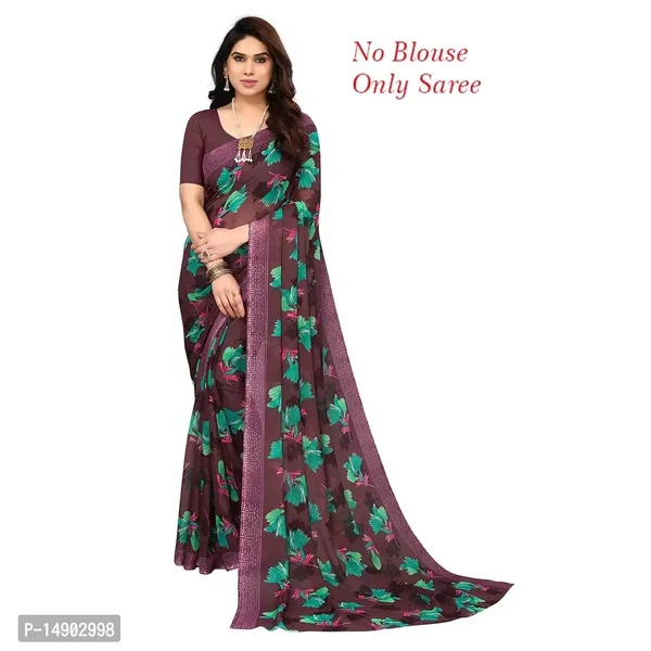 Georgette Purple Colour Printed Saree Without Blouse Piece 