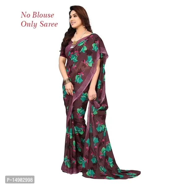 Georgette Purple Colour Printed Saree Without Blouse Piece 