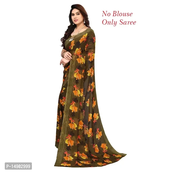 Georgette Yellow Colour Printed Saree Without Blouse Piece 