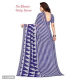 Georgette Blue Colour Printed Saree Without Blouse Piece 