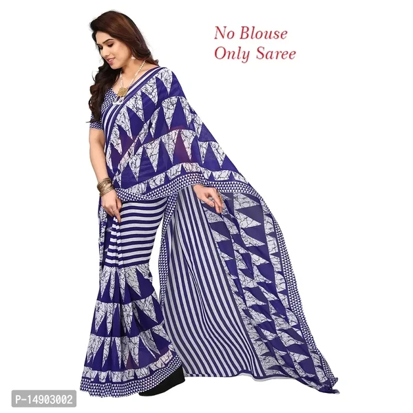 Georgette Blue Colour Printed Saree Without Blouse Piece 