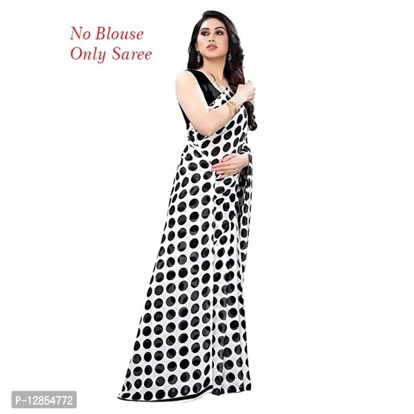 Stylish Georgette White Printed Saree without Blouse