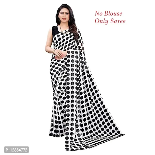 Stylish Georgette White Printed Saree without Blouse