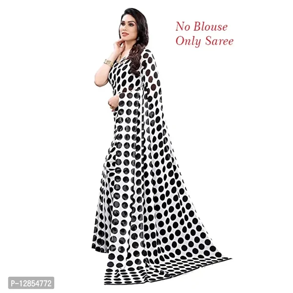 Stylish Georgette White Printed Saree without Blouse