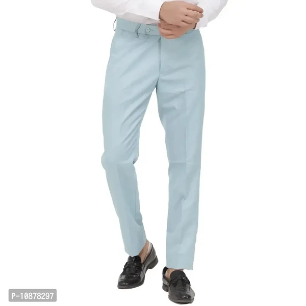 Kundan Men Poly Visose Light Sky Blue Formal Trouser (Pack Of 1 Trouser)