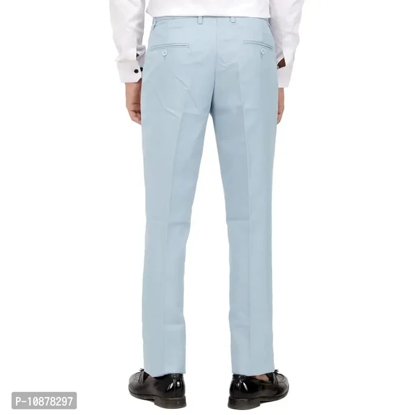 Kundan Men Poly Visose Light Sky Blue Formal Trouser (Pack Of 1 Trouser)