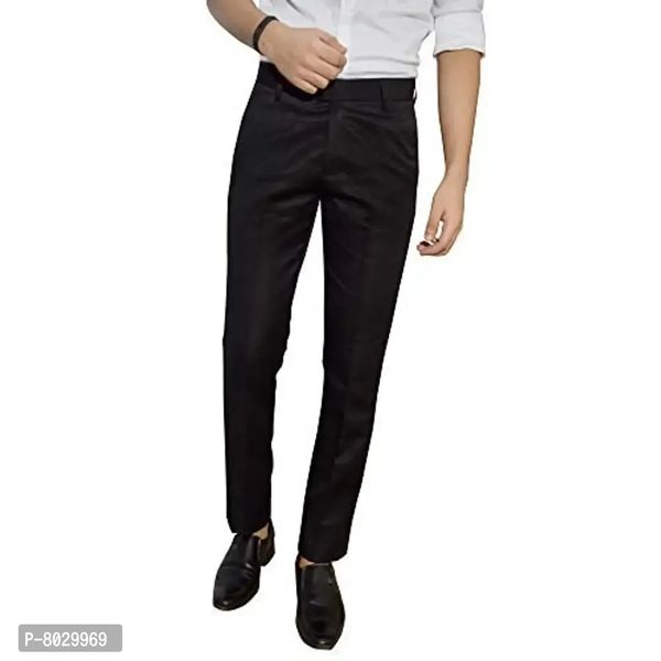 Kundan Men Poly Visose Black Formal Trouser (Pack Of 1 Trouser)