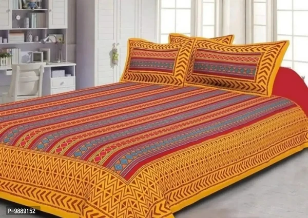 Classic Cotton Printed Double Bedsheet with Pillow Cover