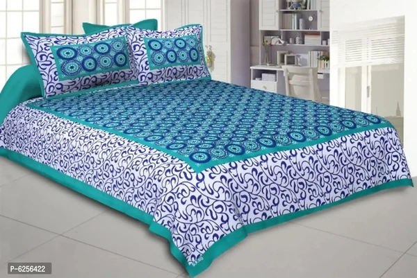 Cotton Printed Double Bedsheet with Pillow Covers