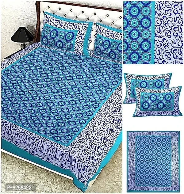 Cotton Printed Double Bedsheet with Pillow Covers