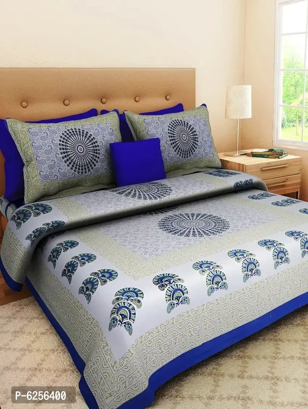 Cotton Printed Double Bedsheet with Pillow Covers