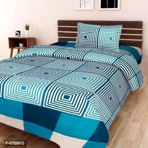 Stylish Fancy Polycotton 3d Printed Multicoloured Double Bedsheet