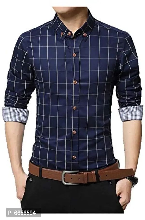 Mens  Cotton Long Sleeves Checked Sl Fit Casual Shirt