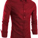 Mens Regular Fit Cotton Doted Casual Shart - M, Red