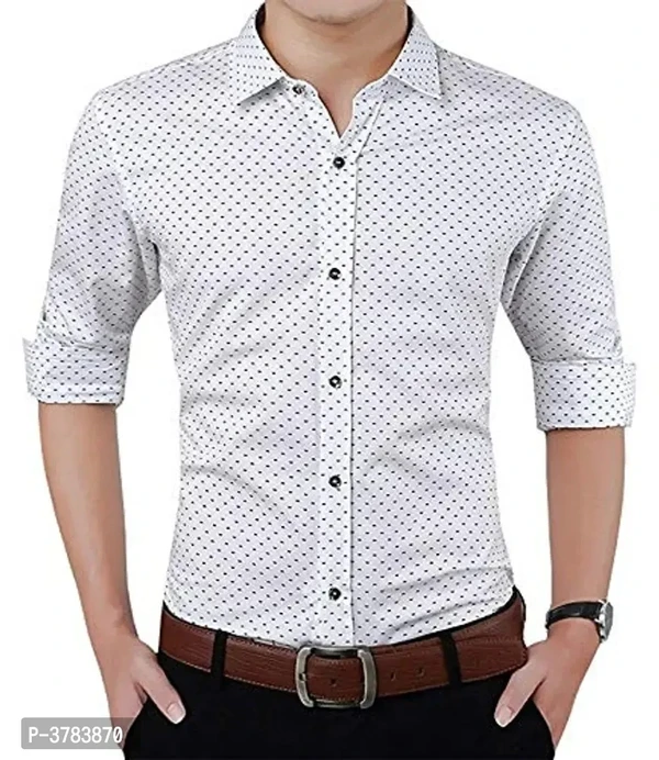 Mens Regular Fit Cotton Doted Casual Shart - M, Red