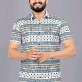 Het Fashion Men's Regular Lycra Casual Printed Half Sleeve Shirt For Men - L