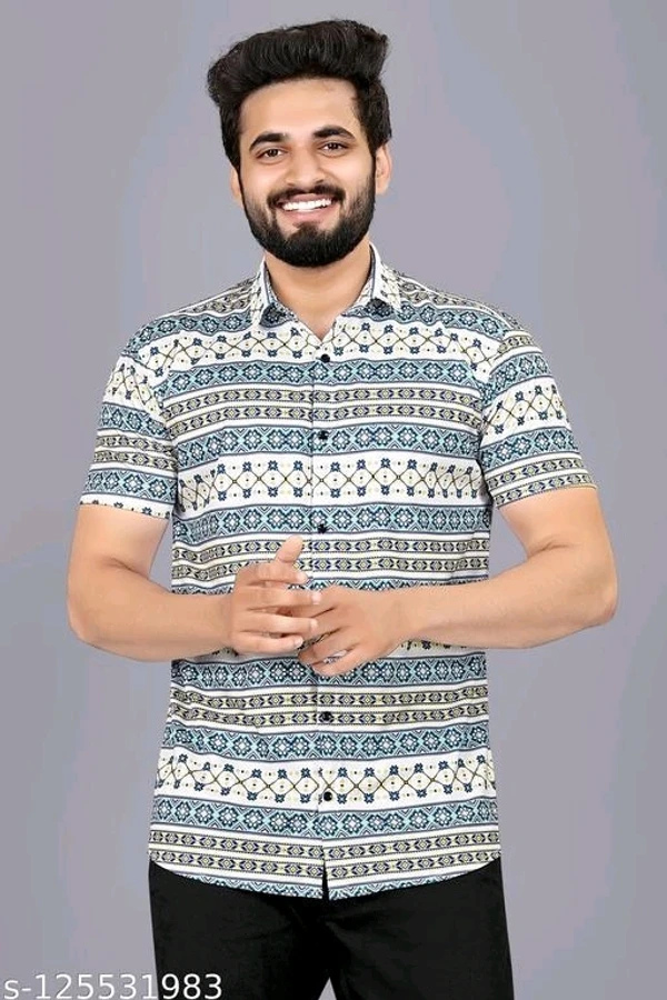 Het Fashion Men's Regular Lycra Casual Printed Half Sleeve Shirt For Men - XL