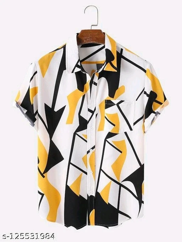 Het Fashion Men's Regular Lycra Casual Printed Half Sleeve Shirt For Men - M