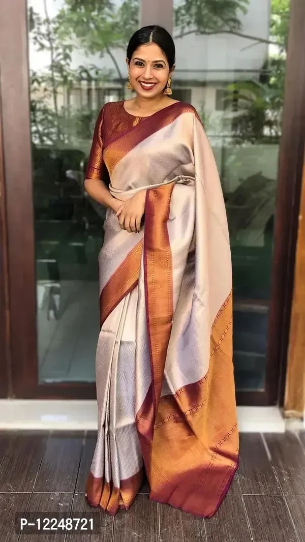 Litchi Silk Woven Design Partywear Saree with Blouse Piece 