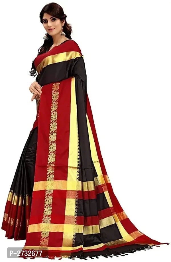 RAINBOW Hathi Jacquard Border Cotton Silk Saree with Blouse Piece