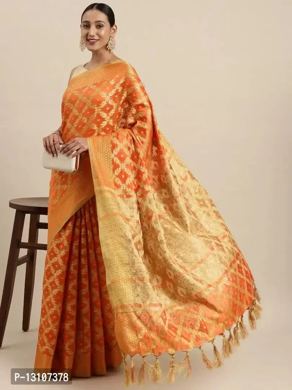 Women's Banarasi Silk Saree With Unstitched Blouse Piece