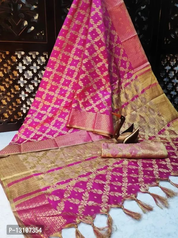 Women's Banarasi Silk Saree With Unstitched Blouse Piece 