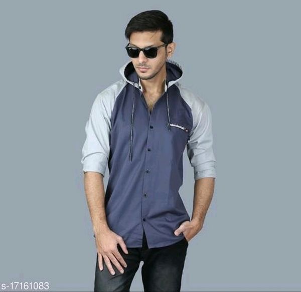 Mens Cotton Hooded Fancy Shirt, Hooded Shirt For Mens