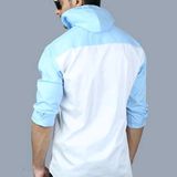 Mens Cotton Hooded Fancy Shirt, Hooded Shirt For Mens - L