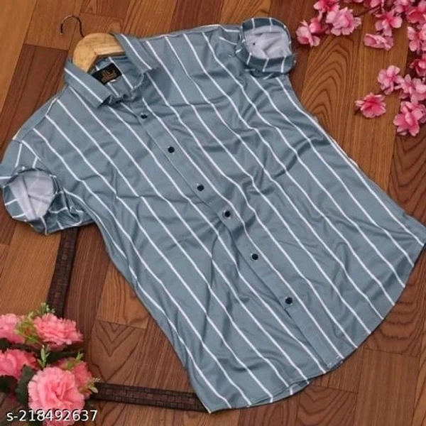 Men Regular Fit Striped Botton Down Collar Casual Shirt - Lavender Rose, L